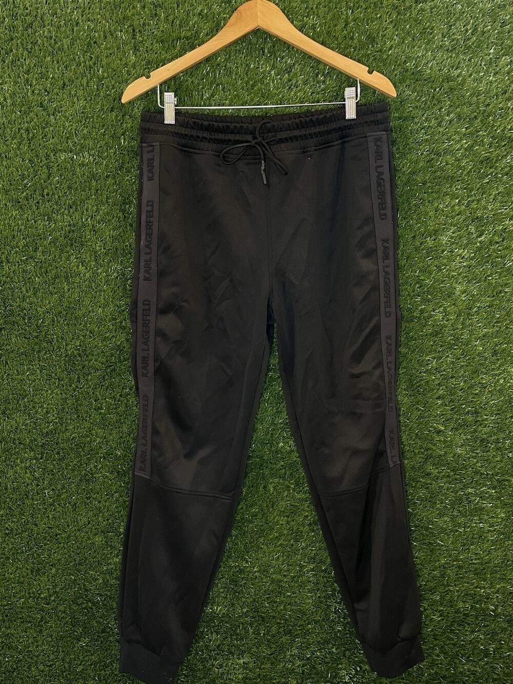 Karl Lagerfeld Black Logo Tape Jogger Pants Men's Size M